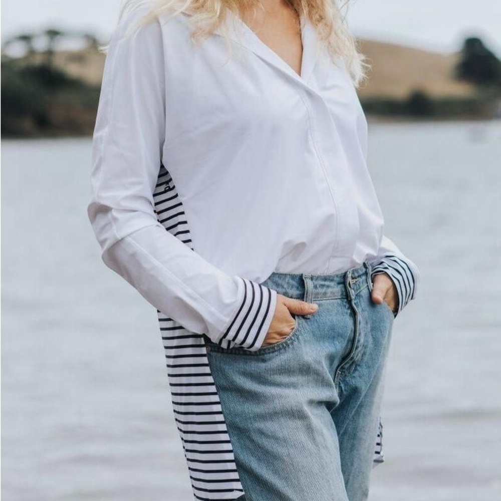 Aday Something Borrowed Striped Button Down Shirt - image 1